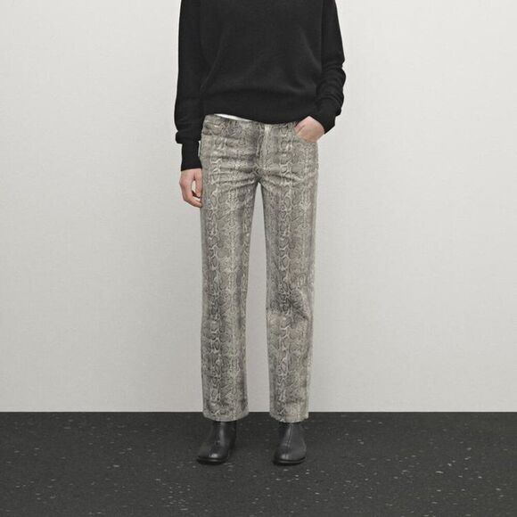 Zara Jeans Size 12 Snake Skin Print Straight Leg NWOT - Picture 1 of 13